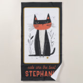 Serviette De Plage Illustration Fière de chat personnalisée (Devant)