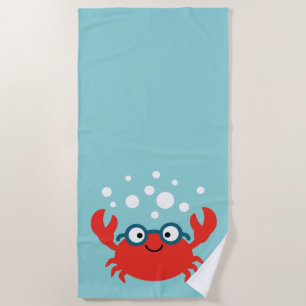 Serviette De Plage Illustration mignonne de crabe de Specky