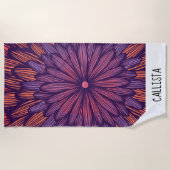 Serviette De Plage Illustration moderne Fleur violette de corail de G (Devant)