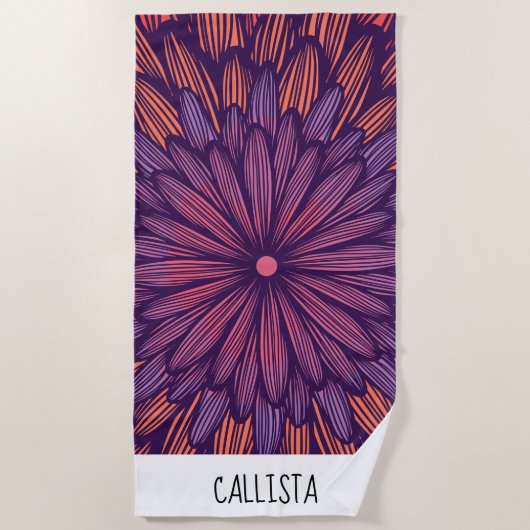 Serviette De Plage Illustration moderne Fleur violette de corail de G (Devant)