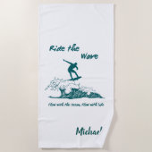 Serviette De Plage Illustration motivationnelle de surf "Ride the Wav (Devant)