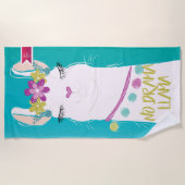Serviette De Plage Illustration No Drama Llama avec Monogramme (Devant)