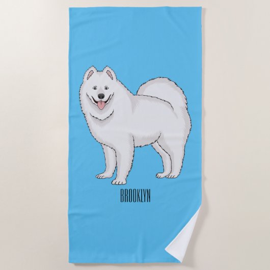 Serviette De Plage Illustration Samoyed dog (Devant)