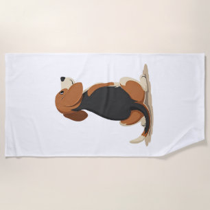Serviette De Plage Illustration vue arrière du chien Beagle vintage A