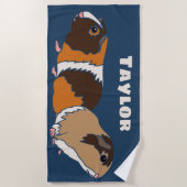 Serviette De Plage Illustrations de Chiens de Guinée Animaux (Devant)