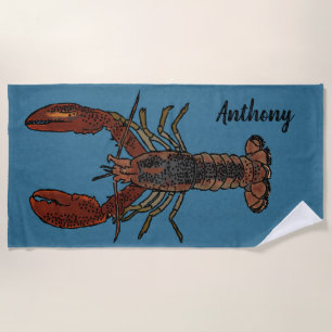 Serviette De Plage Illustrations réalistes de homard personnalisées