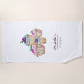 Serviette De Plage Image Aquarelle mûre en rose (Devant)