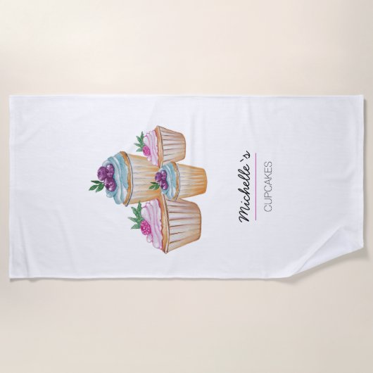 Serviette De Plage Image Aquarelle mûre en rose (Devant)