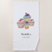 Serviette De Plage Image Aquarelle mûre en rose (Devant)