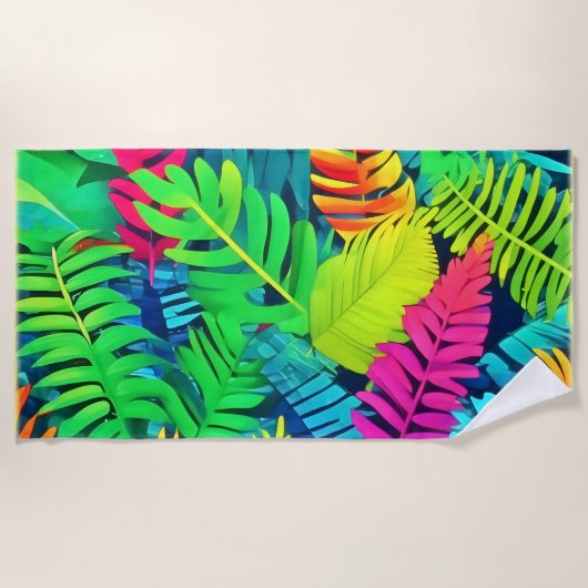 Serviette De Plage Imaginaire de Neon Rainforest (Devant)