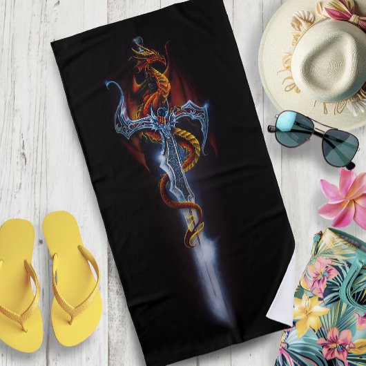 Serviette De Plage Imaginaire d'épée du Dragon rouge