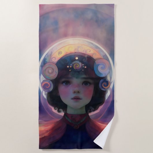 Serviette De Plage Imaginaire éthérée Céleste gardien du rêve d'enfan (Devant)