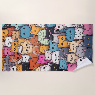 Serviette De Plage Imaginaire Feline : Cute Anime Cats Galore