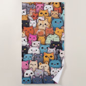 Serviette De Plage Imaginaire Feline : Cute Anime Cats Galore (Devant)