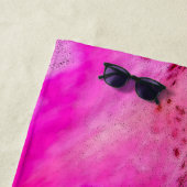 Serviette De Plage Imaginaire Fuchsia - abstrait (En situation)