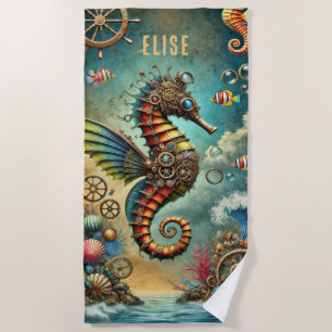SERVIETTE DE PLAGE IMAGINAIRE HORSE À STEAMPUNK WHIMSICAL