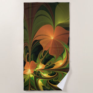 Serviette De Plage Imaginaire Plante Abstrait rouille verte Brown fra