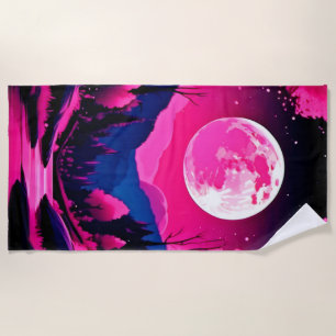 Serviette De Plage Imaginaire rose lune
