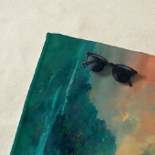 Serviette De Plage Imaginaire tropical Mer & Palmiers (En situation)