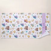 Serviette De Plage Imaginaire Whimsical Pastel Unicorns et Châteaux (Devant)