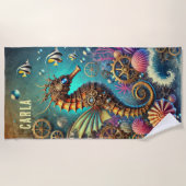 SERVIETTE DE PLAGE IMAGINAIRE WHIMSIQUE STEAMPUNK SEAHORSE (Devant)