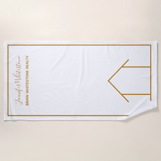Serviette De Plage Immobilier Société Custom Chic Gold Realtor (Devant)