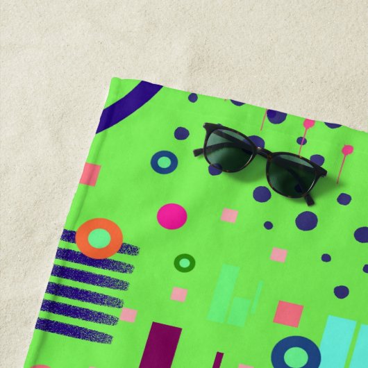 Serviette De Plage Impression abstraite vert citron (En situation)