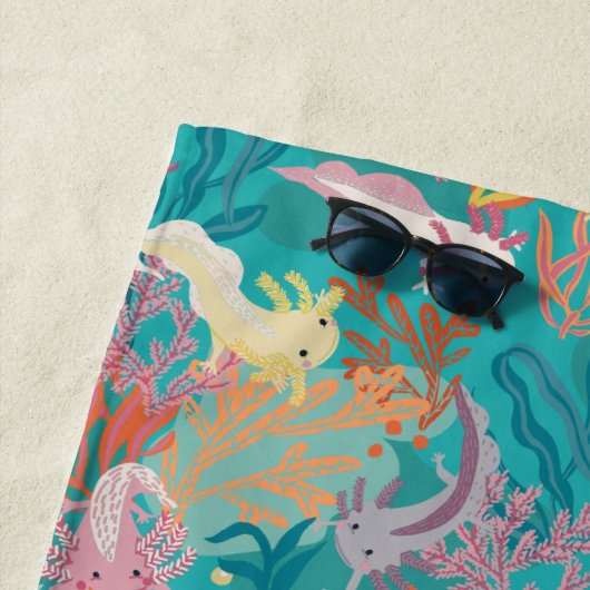 Serviette De Plage Impression Axolotl (En situation)