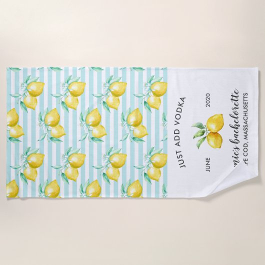 Serviette De Plage Impression citron | Citrus Bachelorette Week-end (Devant)