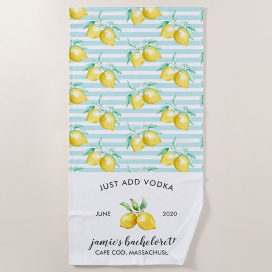 Serviette De Plage Impression citron | Citrus Bachelorette Week-end (Devant)