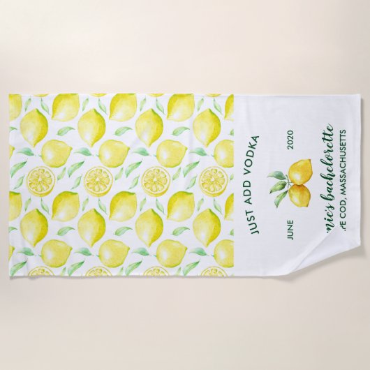 Serviette De Plage Impression citron | Citrus Bachelorette Week-end (Devant)