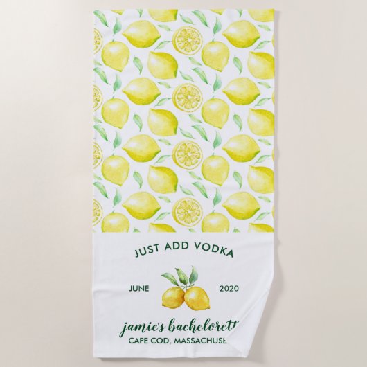 Serviette De Plage Impression citron | Citrus Bachelorette Week-end (Devant)
