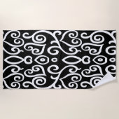 Serviette De Plage Impression Coeur noir et blanc (Devant)