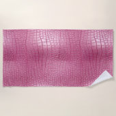 Serviette De Plage Impression d'animal en faux alligator rose (Devant)