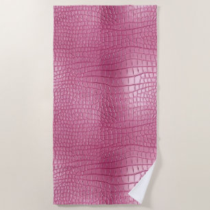 Serviette De Plage Impression d'animal en faux alligator rose