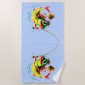 Serviette De Plage Impression de poisson de pêche des années 1940 (Devant)