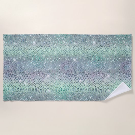 Serviette De Plage Impression de serpent à Parties scintillant violet (Devant)