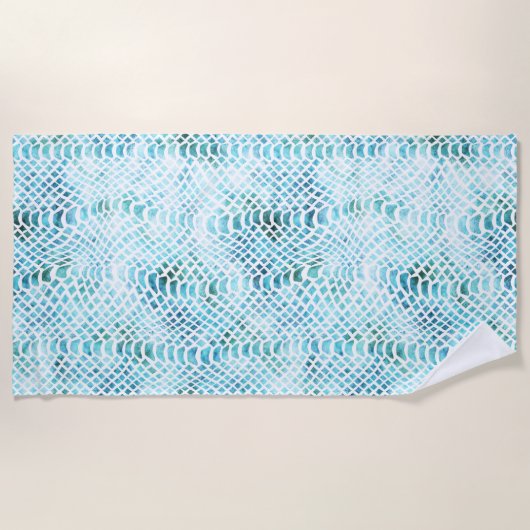 Serviette De Plage Impression de serpent Turquoise Aqua (Devant)