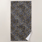 Serviette De Plage Impression de taches de léopard glamour or et bleu (Devant)