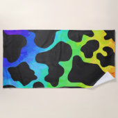 Serviette De Plage Impression de vache arc-en-ciel (Devant)