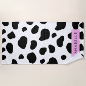 Serviette De Plage Impression De Vache, Spots De Vache, Noir Et Blanc (Devant)
