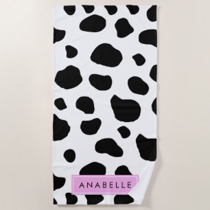 Serviette De Plage Impression De Vache, Spots De Vache, Noir Et Blanc