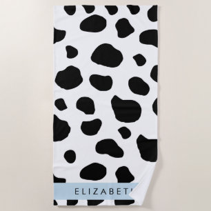Serviette De Plage Impression De Vache, Spots De Vache, Noir Et Blanc