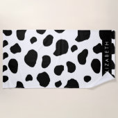 Serviette De Plage Impression De Vache, Spots De Vache, Noir Et Blanc (Devant)
