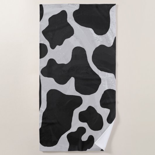Serviette De Plage Impression de vaches Points noirs sur blanc (Devant)