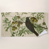 Serviette De Plage Impression d'oiseau Grackle violet d'Audubon Botan (Devant)
