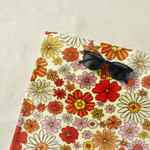 Serviette De Plage Impression florale chaude inspirée des années 70