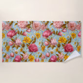 Serviette De Plage Impression florale de style antique (Devant)