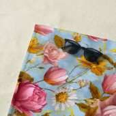 Serviette De Plage Impression florale de style antique (En situation)