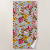 Serviette De Plage Impression florale de style antique (Devant)